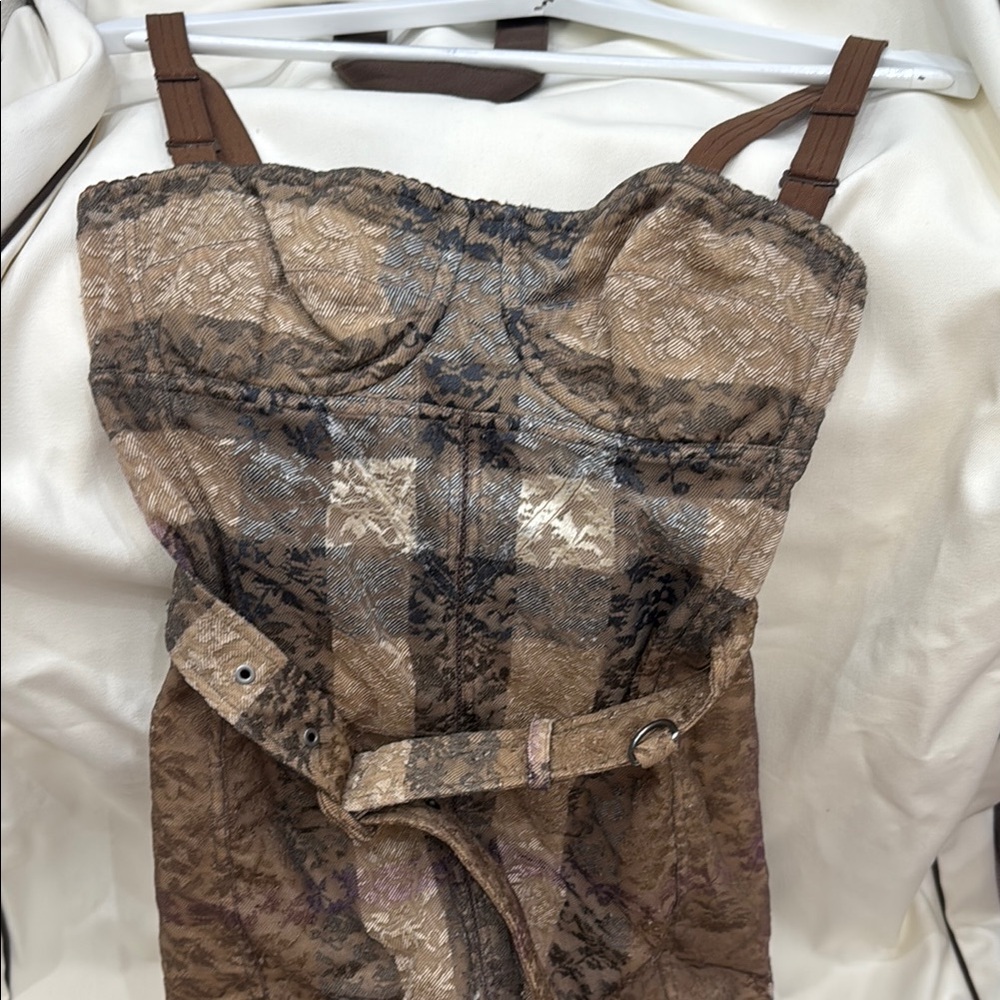 Burberry Brown and Black Lace Bustier dress